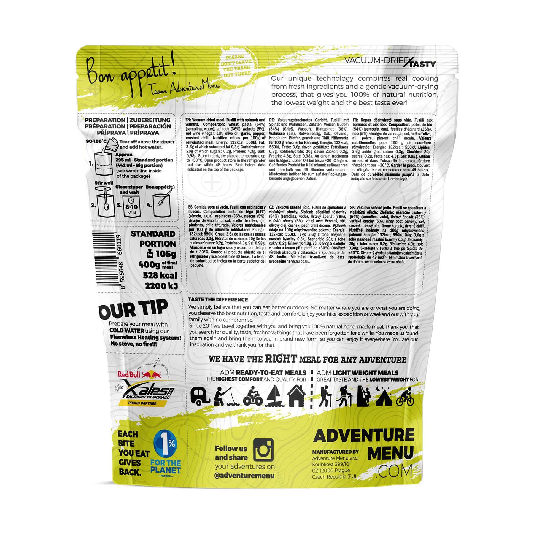 Adventure Menu Fusilli se špenátem a vlašskými ořechy