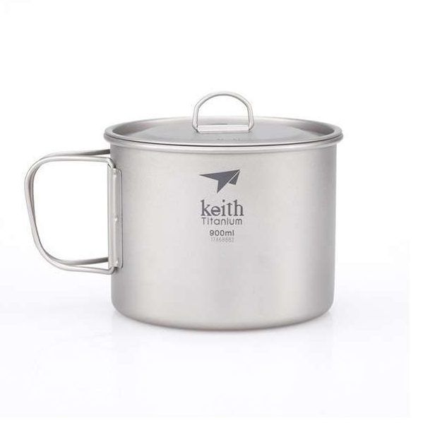 Odolný a lehký Titanový hrnek s víčkem Keith Mug 900 ml