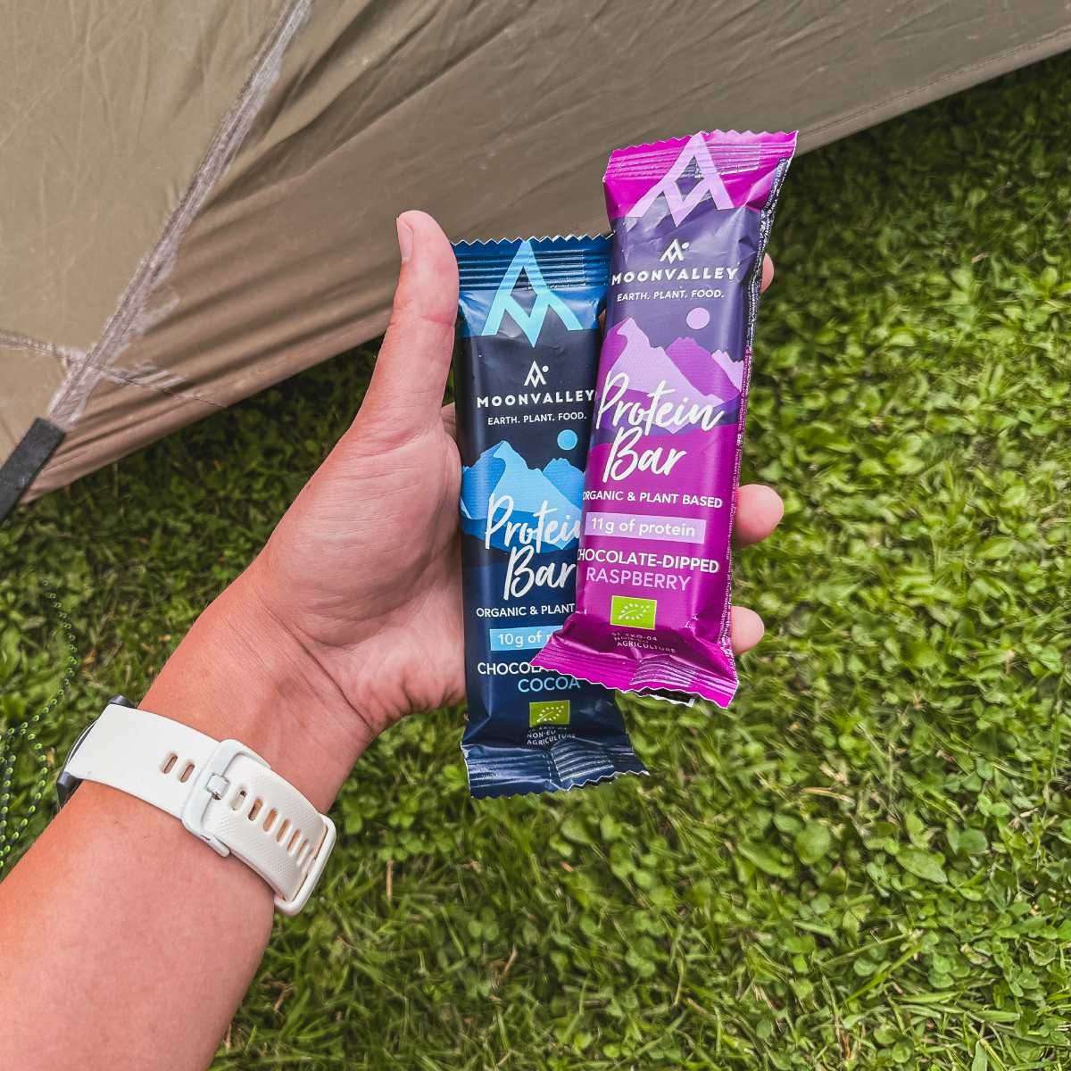 Moonvalley Chocolate Dipped Protein Bar lifestyle